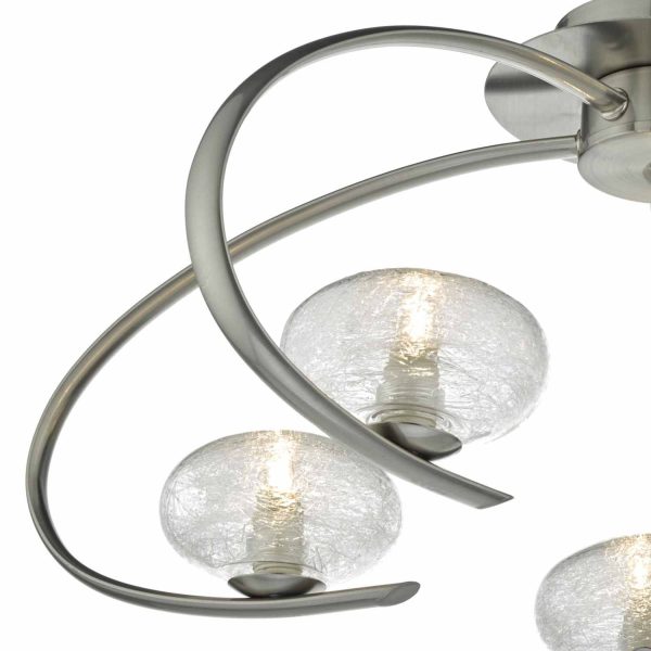 Leighton 5lt Semi Flush Satin Chrome & Sugar Cane Glass - Image 2