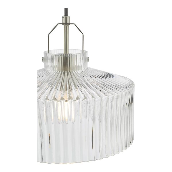 Lenka Pendant Satin Nickel and Ribbed Glass - Image 3