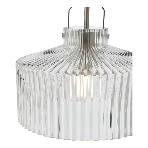 Lenka Pendant Satin Nickel and Ribbed Glass - Image 4