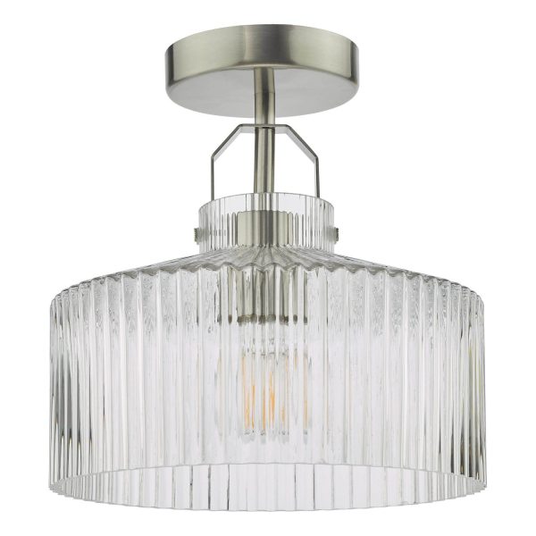 Lenka Semi-Flush Satin Nickel and Ribbed Glass - Image 2