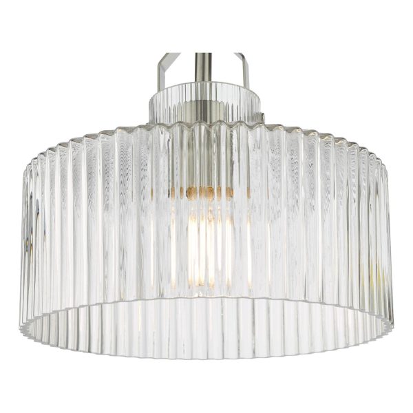 Lenka Semi-Flush Satin Nickel and Ribbed Glass - Image 3