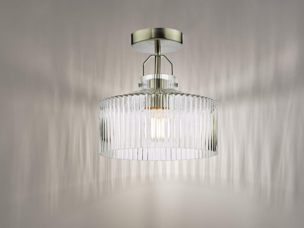 Lenka Semi-Flush Satin Nickel and Ribbed Glass - Image 6