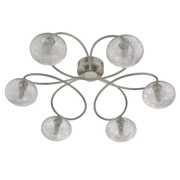 Leysha 6lt Semi Flush Satin Nickel & Glass - Image 2