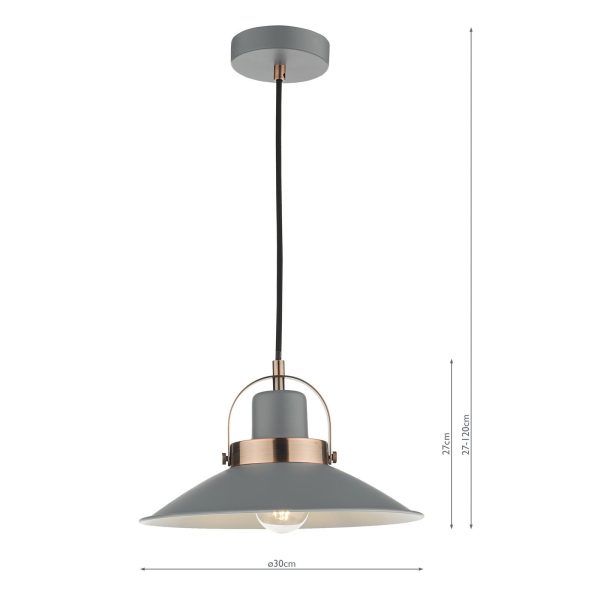 Liden 1 Light Single Pendant Graphite Copper - Image 9