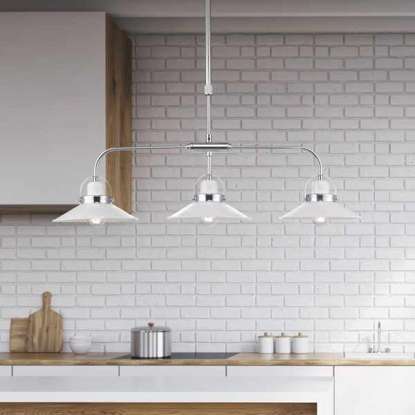 Liden 3Lt Bar Pendant White and Polished Chrome