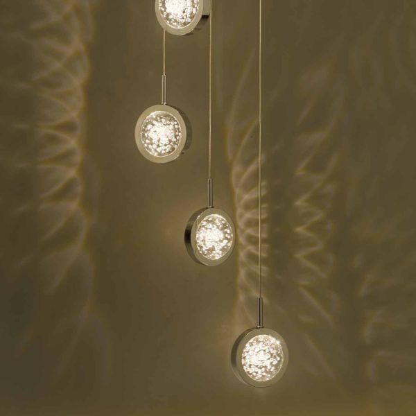 Livia 5lt Cluster LED Pendant Polished Chrome & Glass Spheres