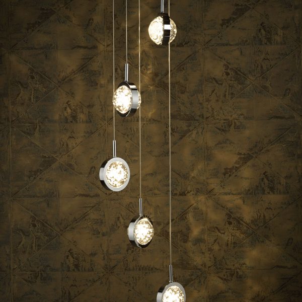 Livia 5lt Cluster LED Pendant Polished Chrome & Glass Spheres - Image 5