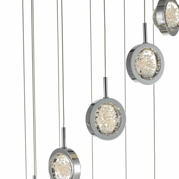 Livia 12lt Cluster LED Pendant Polished Chrome & Glass Spheres - Image 4