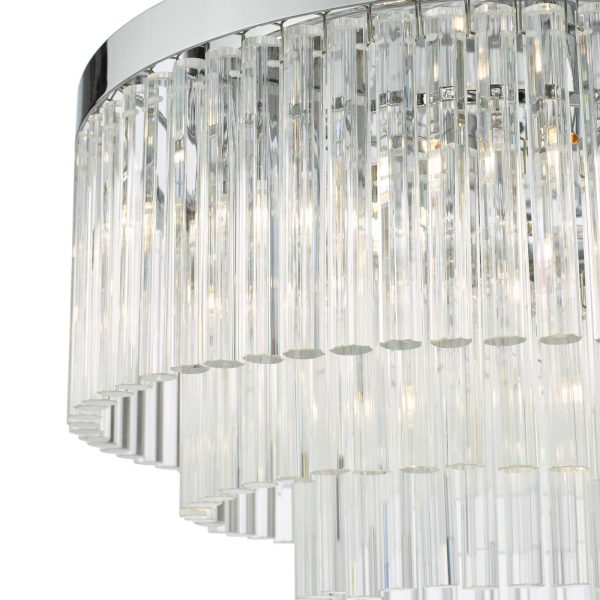 Logan 5 Light Flush Polished Chrome Glass - Image 3