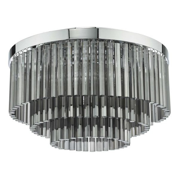 Logan 5 Light Flush Polished Chrome Smoked Glass - Image 2