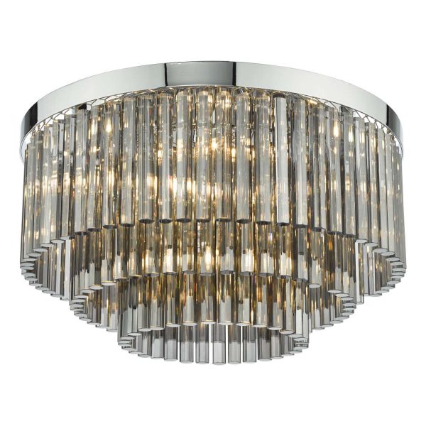 Logan 5 Light Flush Polished Chrome Smoked Glass - Image 4