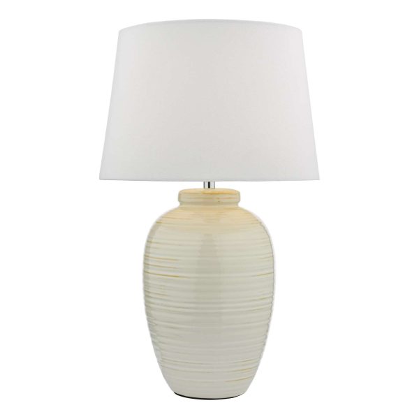 Luelle 1 Light Table Lamp Gloss Glazed Cream With Shade