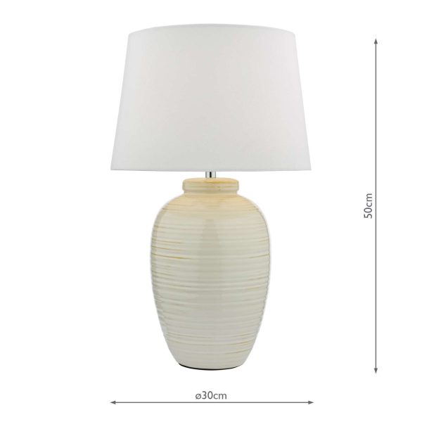 Luelle 1 Light Table Lamp Gloss Glazed Cream With Shade - Image 5