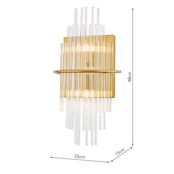 Lukas 2 Light Wall Light Antique Gold Glass - Image 6