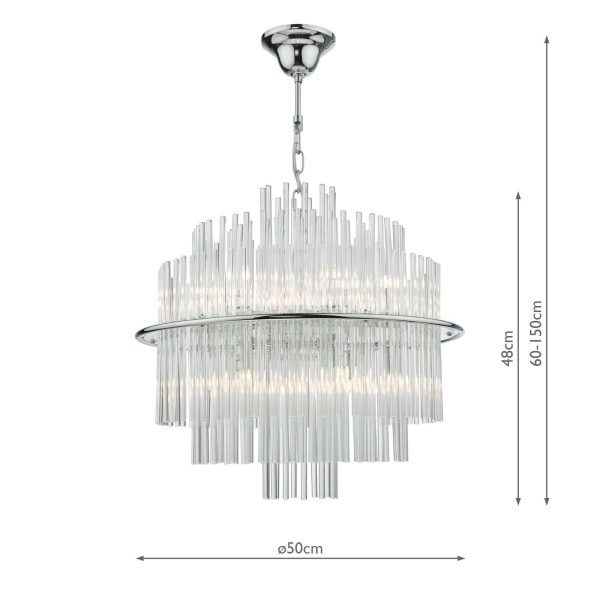 Lukas 13 Light Pendant Polished Chrome Glass - Image 7