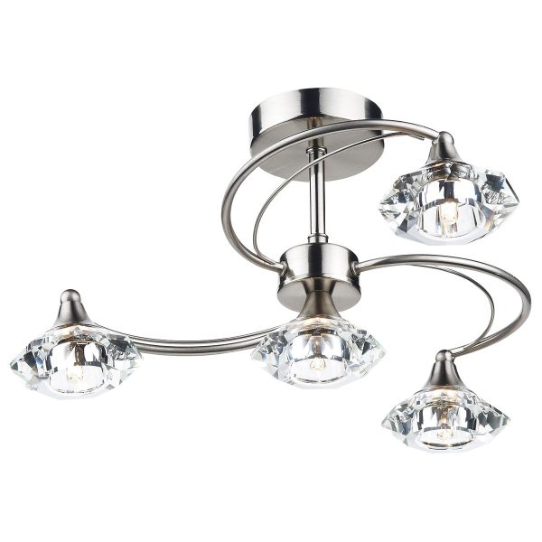 Luther 4 Light Semi Flush Satin Chrome Crystal - Image 4