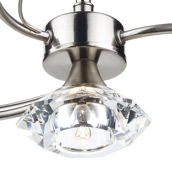 Luther 4 Light Semi Flush Satin Chrome Crystal - Image 2