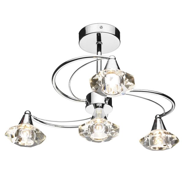 Luther 4 Light Semi Flush Polished Chrome Crystal - Image 4