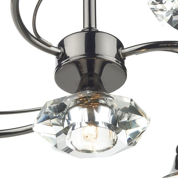 Luther 4 Light Semi Flush Black Chrome Crystal - Image 3