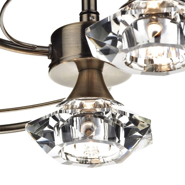 Luther 4 Light Semi Flush Antique Brass Crystal - Image 3