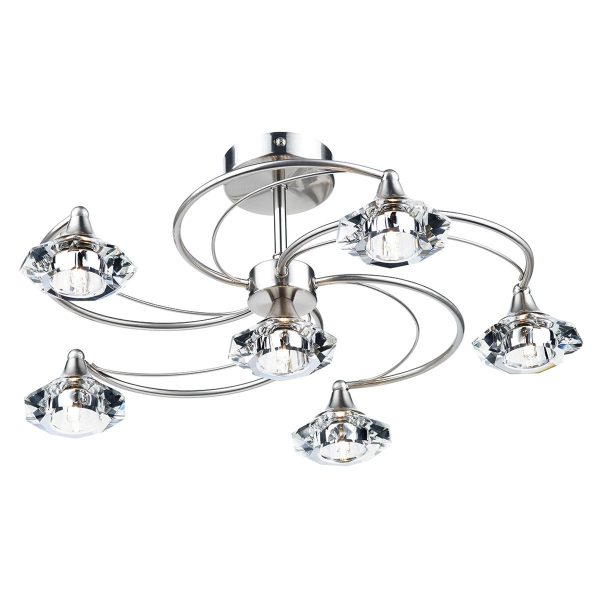 Luther 6 Light Semi Flush Satin Chrome Crystal - Image 4