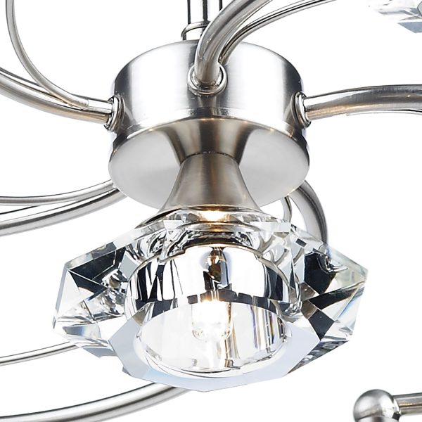 Luther 6 Light Semi Flush Satin Chrome Crystal - Image 2