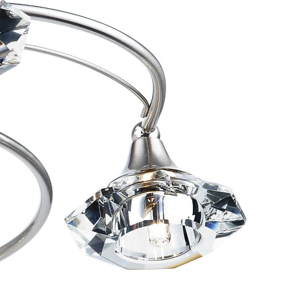 Luther 6 Light Semi Flush Satin Chrome Crystal