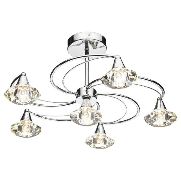 Luther 6 Light Semi Flush Polished Chrome Crystal - Image 4