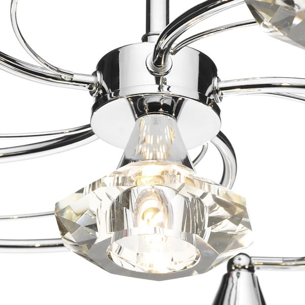 Luther 6 Light Semi Flush Polished Chrome Crystal - Image 2