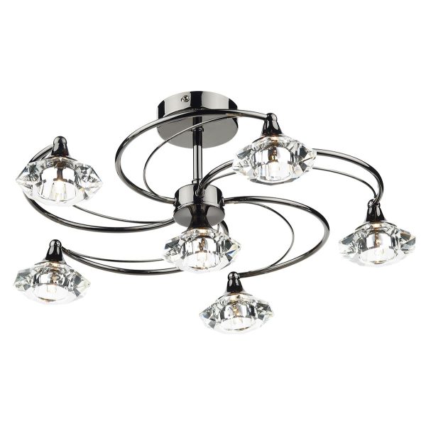 Luther 6 Light Semi Flush Black Chrome Crystal - Image 4