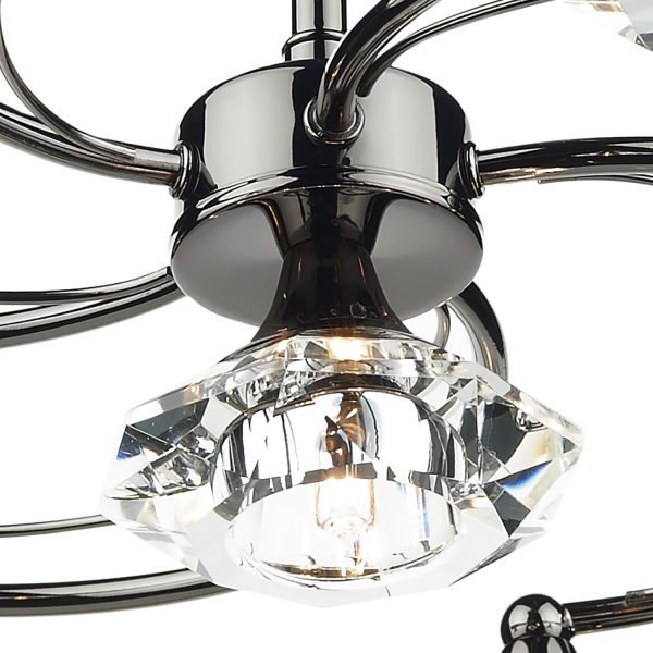 Luther 6 Light Semi Flush Black Chrome Crystal - Image 2