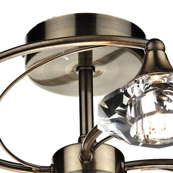 Luther 6 Light Semi Flush Antique Brass Crystal - Image 3