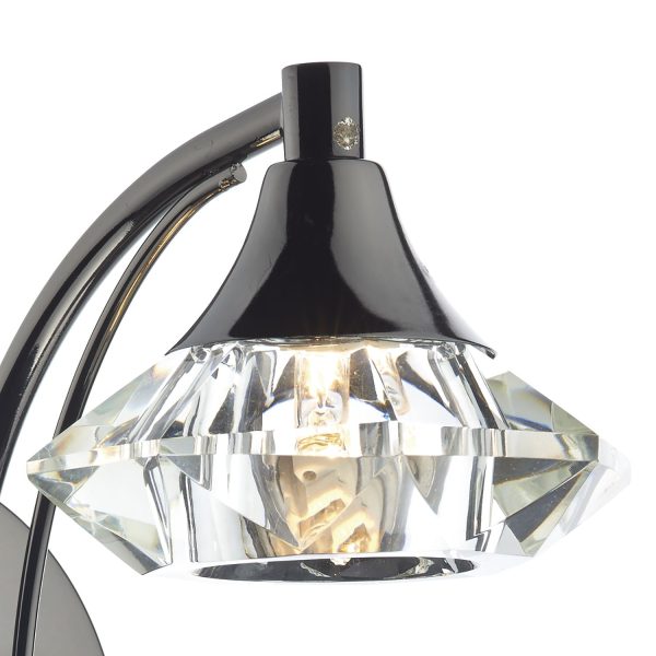 Luther Single Wall Bracket Black Chrome Crystal