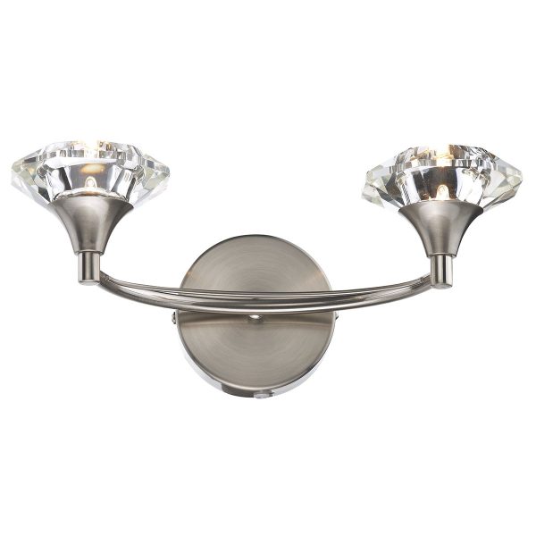 Luther Double Wall Bracket Satin Chrome Crystal - Image 3