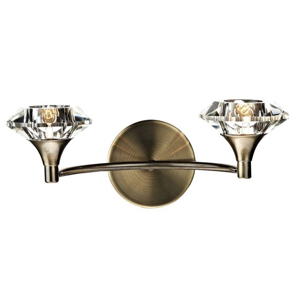 Luther Double Wall Bracket Antique Brass Crystal - Image 3