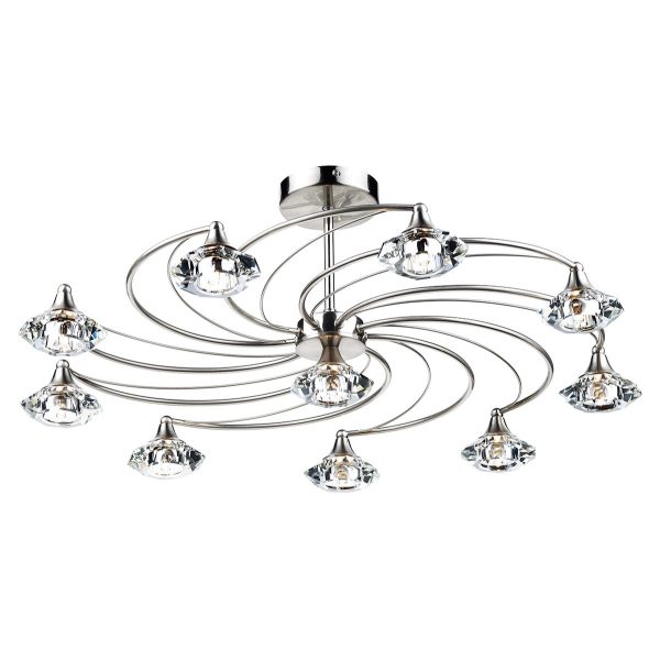 Luther 10 Light Semi Flush Satin Chrome Crystal - Image 3