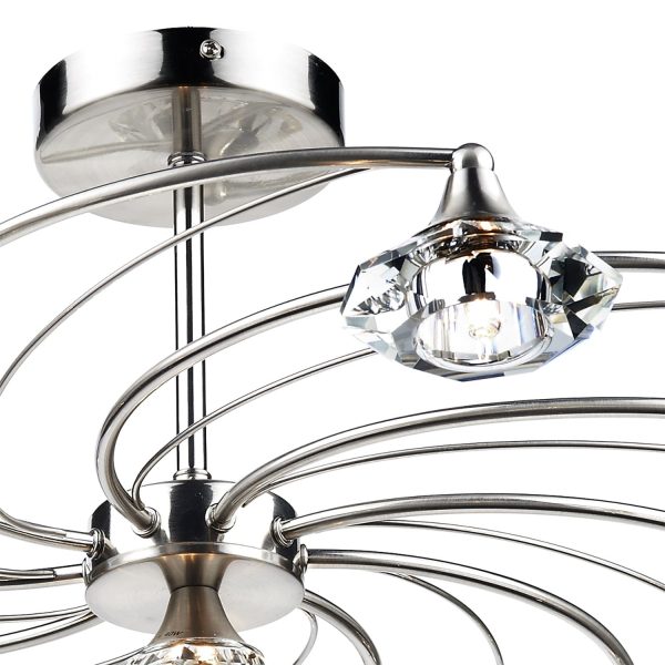 Luther 10 Light Semi Flush Satin Chrome Crystal - Image 2