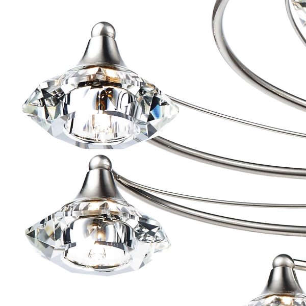 Luther 10 Light Semi Flush Satin Chrome Crystal