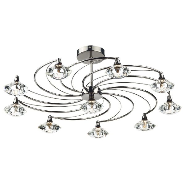 Luther 10 Light Semi Flush Black Chrome Crystal - Image 4