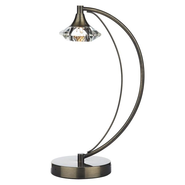 Luther 1 Light Table Lamp Antique Brass Crystal - Image 3