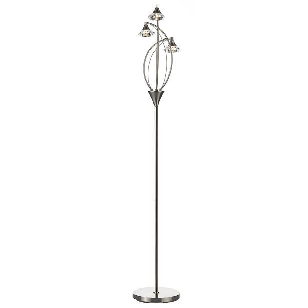 Luther 3 Light Floor Lamp Satin Chrome Crystal - Image 3