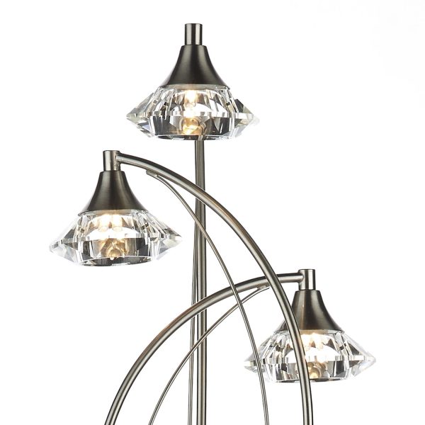 Luther 3 Light Floor Lamp Satin Chrome Crystal - Image 2