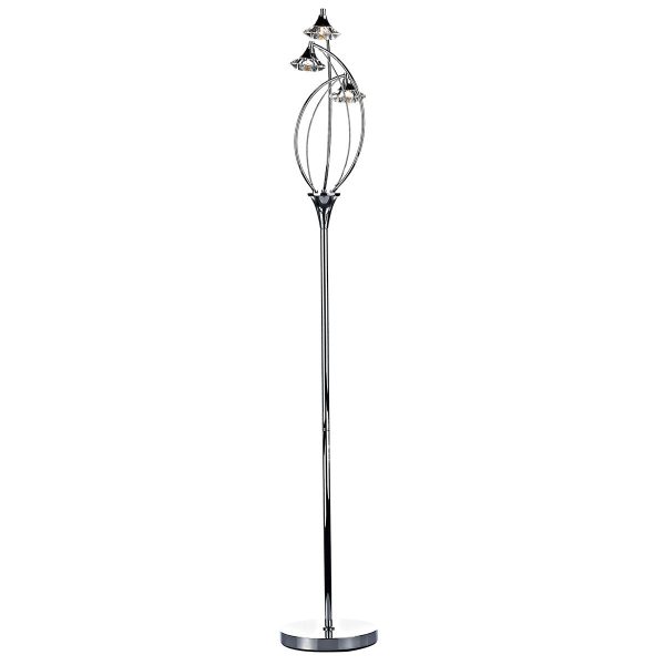 Luther 3 Light Floor Lamp Polished Chrome Crystal - Image 3