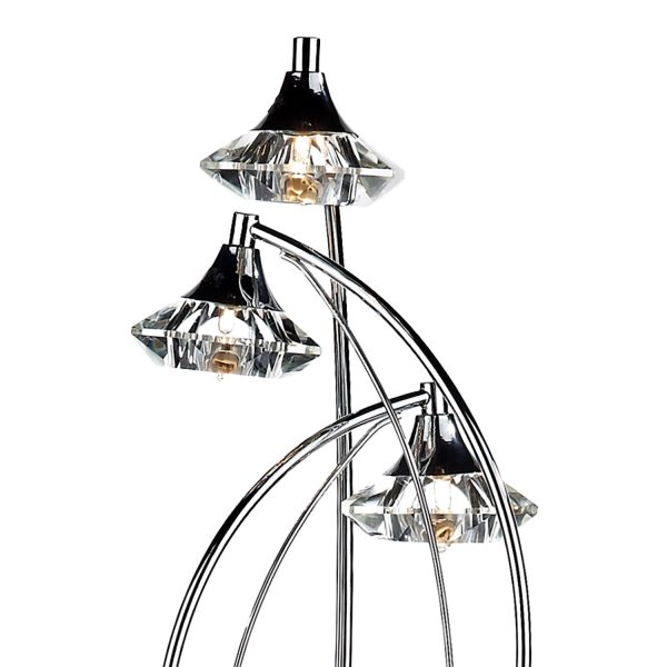 Luther 3 Light Floor Lamp Polished Chrome Crystal - Image 2