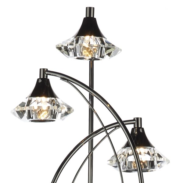 Luther 3 Light Floor Lamp Black Chrome Crystal - Image 2