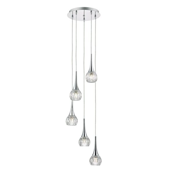 Lyall 5 Light Spiral Polished Chrome & Decorative Glass - Image 3