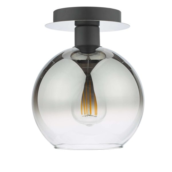 Lycia 1 Light Semi Flush Matt Black Ombre Smoked Glass - Image 2