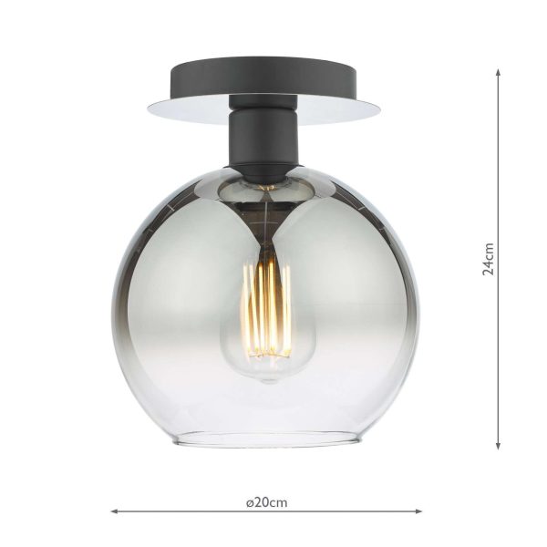 Lycia 1 Light Semi Flush Matt Black Ombre Smoked Glass - Image 4