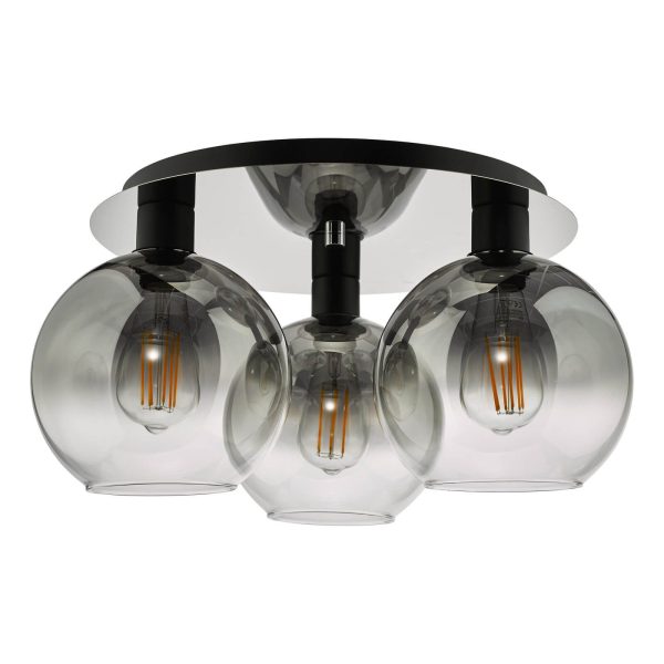 Lycia 3 Light Flush Matt Black Smoked Ombre Glass - Image 2