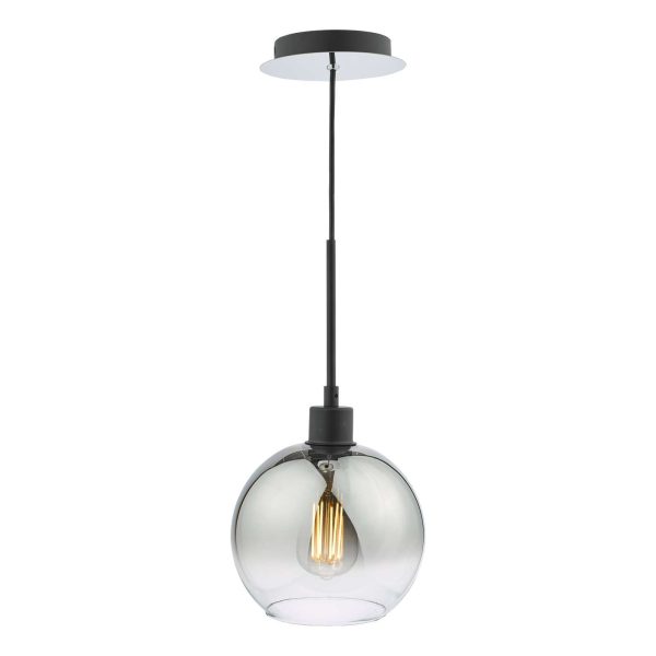 Lycia 1 Light Single Pendant Matt Black Ombre Smoked Glass